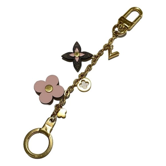 Auth LOUIS VUITTON Bag Charm Chain Fleur Du Monogram M63086 Gold Cream Monogram - Picture 1 of 4